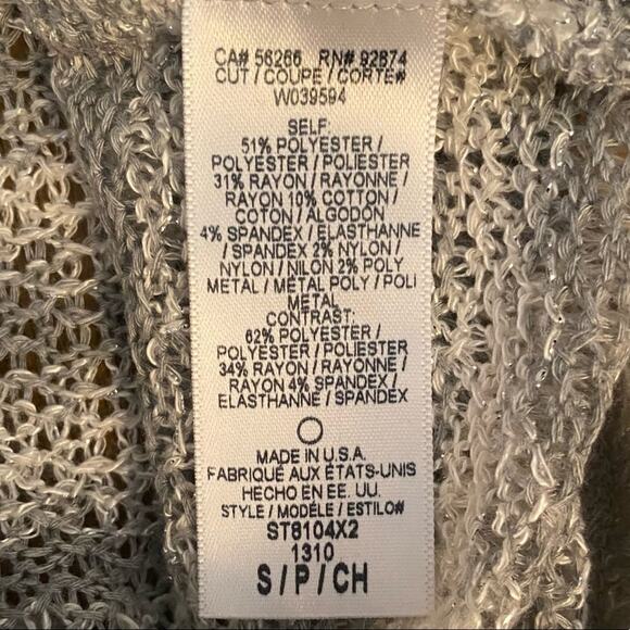 Splendid Lightweight Striped Metallic Sweater 3/4 length Sleeves - Picture 5 of 5